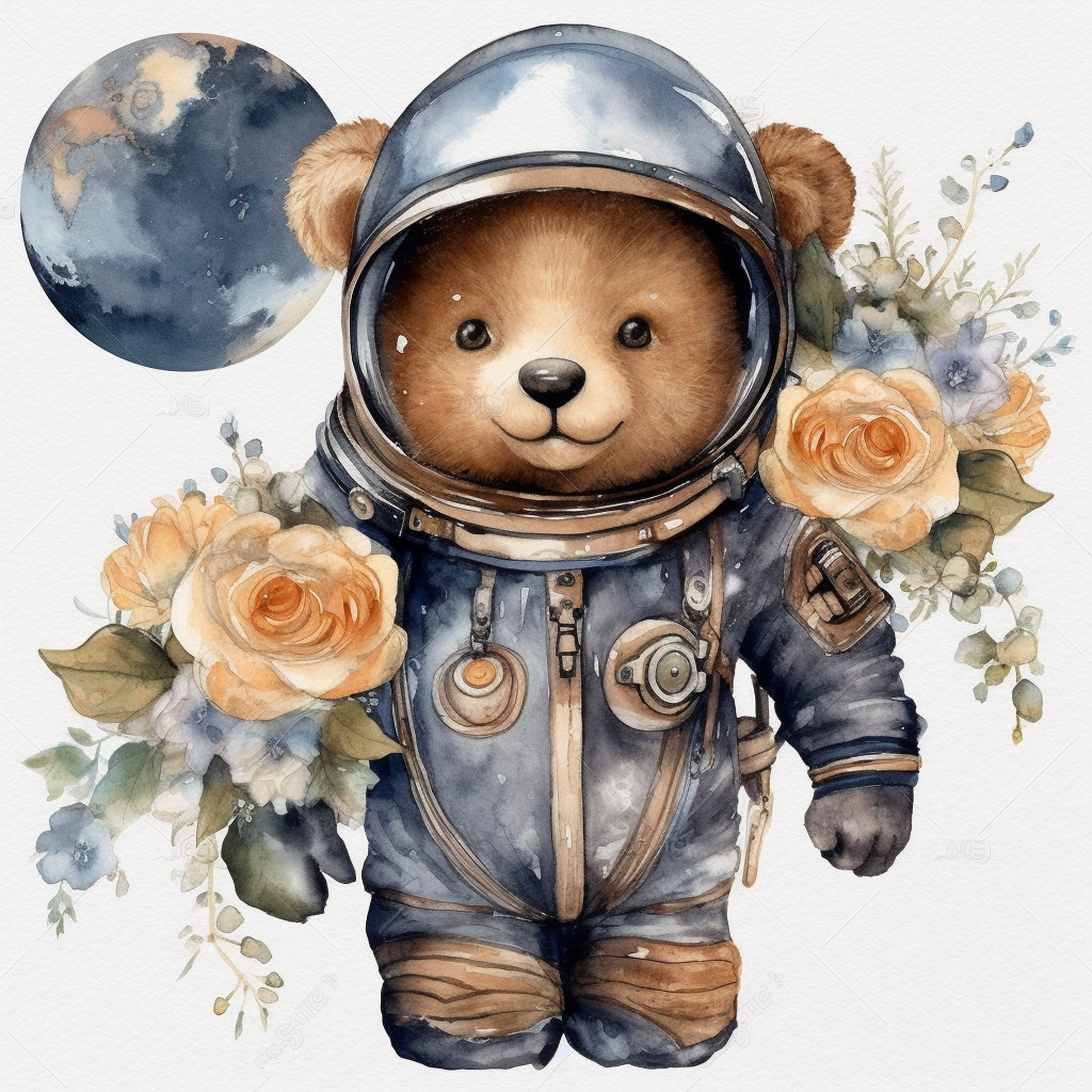 astronaut bear cliparts