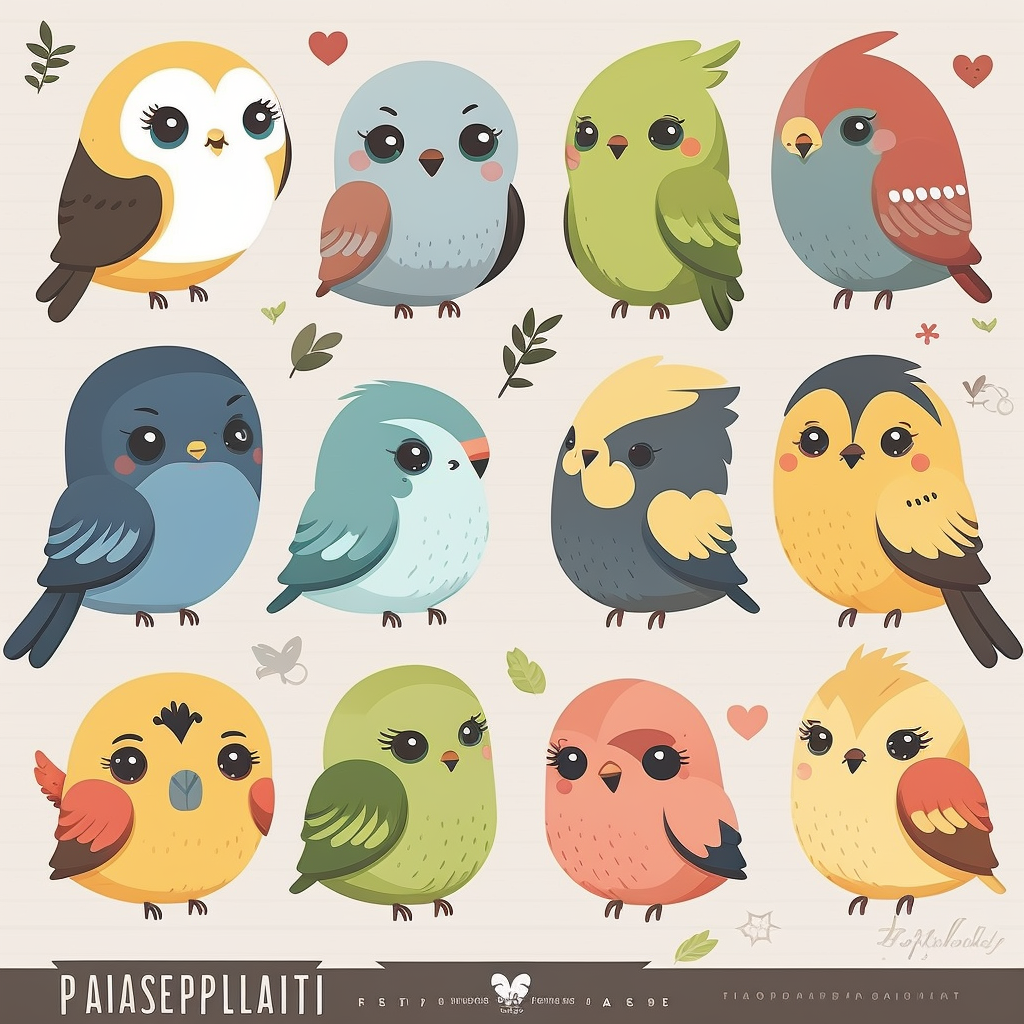 bird clipart Cute cat clip art Kawaii parakeet icons Pet illustrations ...