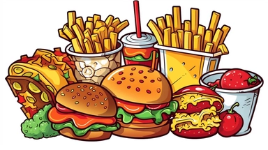 cartoon food clipart, isolated, white background, vector graphic