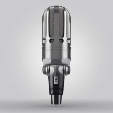 radio microphone lay flat, corded, clip art style, black and gray gradient, frontal view