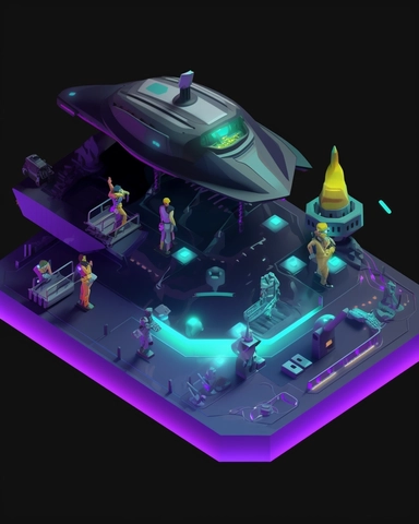 isometric perspective, game sprite, futuristic family hovercraft, gaming asset, sci-fi, fun, creative, cartoon, clipart, hyper-detailed, black background,