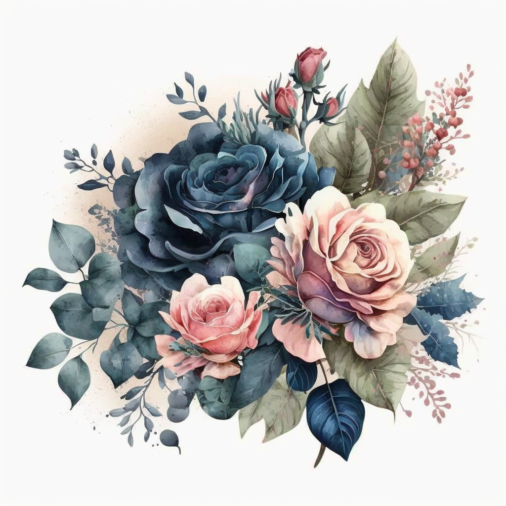 navy floral cliparts