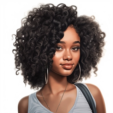 ultra detailed Black Girl Self Love Clipart , solid white background, beautifull, contour, Self-Love and Confidence, super cute, african american, Messy wob hairstyle, straight hairs PHOTOREALISM, portrait photography by ANIMATION