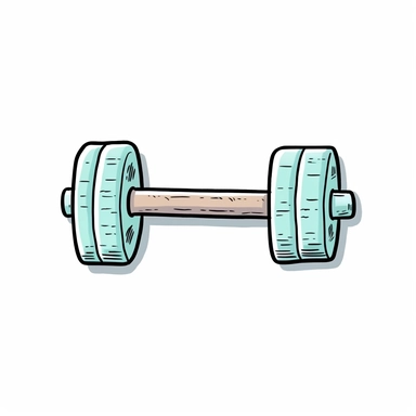 dumbbell clipart, simple flat few color drawing, planner sticker, white background