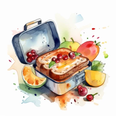 watercolor illustration of Lunchbox, school clipart, studenti life style, clipart, watercolor clipart, watercolor splashes, illustration, artsy, white background