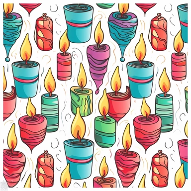 birthday candle, clip art, pattern, white background, hand drawn--tile