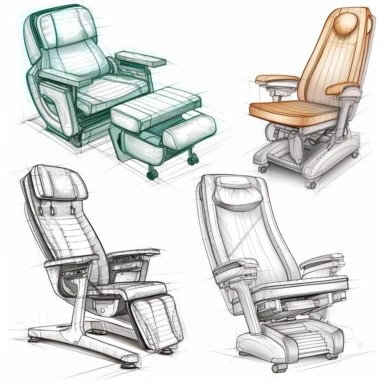 clipart collection of a set of four,massage chair,highly detailed, crisp sharp lines , istock, clip-art, ,, 2070s, steel, , how-to, , harmony of, marker”, , 4, instrument, ultimate, 5, movies, three - dimensional , high quality vector svg white background , organised in rows spaces gap orderly