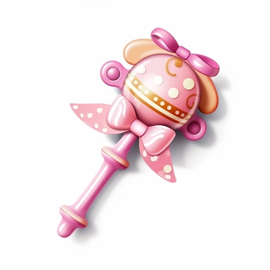 pink baby rattle, cartoon clipart