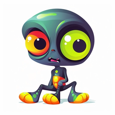 cute cartoon alien, colorful, in the style of george ault, clipart, white background