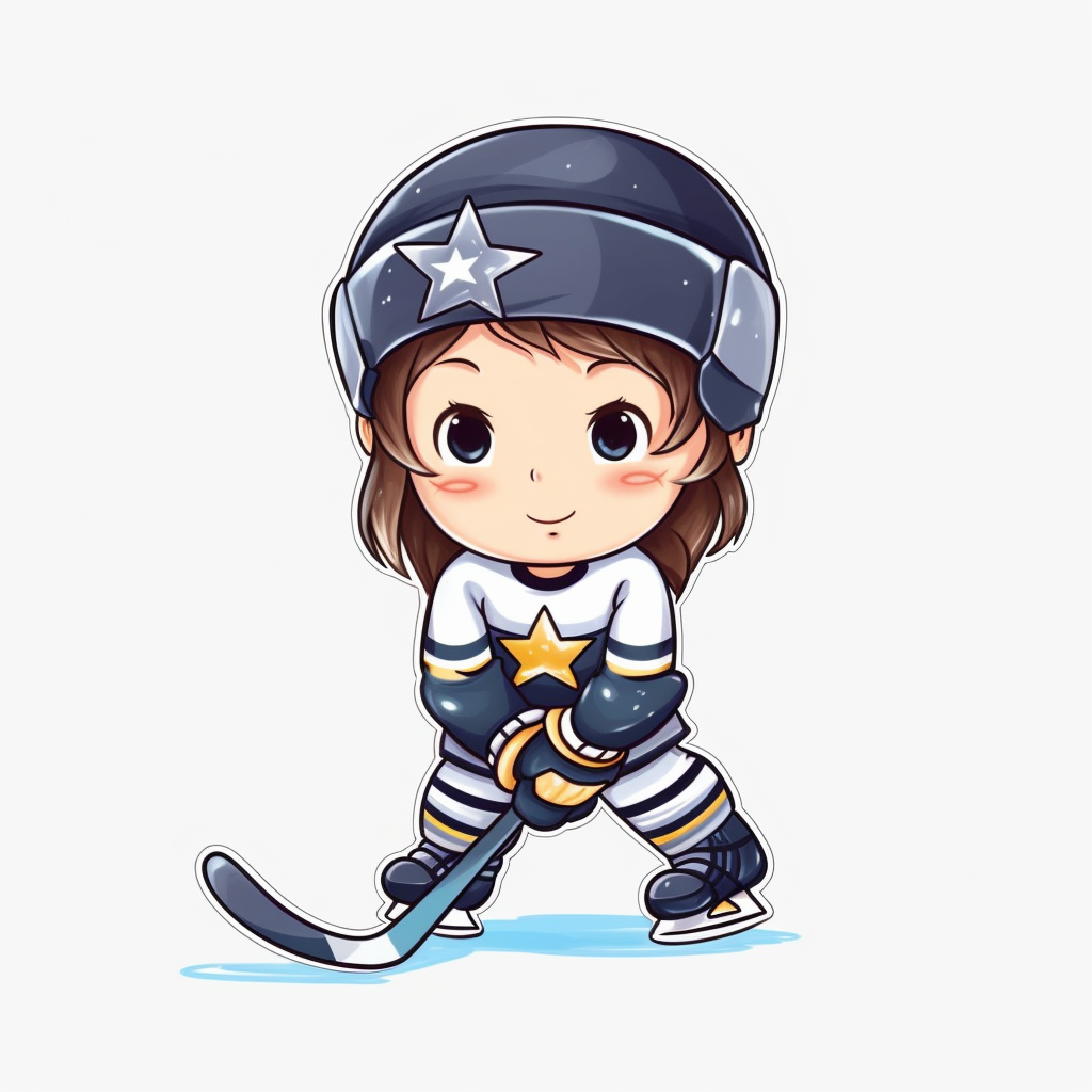 kawaii clipart of hockey player, white background, charicature - Clip ...