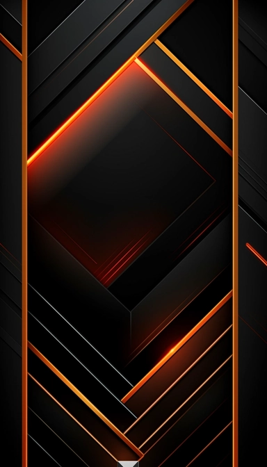 Decorative black and dark orange glow linear vector background clipart, in the style of light& shadow play, layered composition, dark gray and bronze, # vfxfriday, sharp angles, metallic rectangles, depth of layers, high quality, 8k