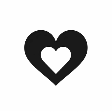 Mininalist simple basic icon heart outline silhouette SVG Clipart, black and white, isolated on white background