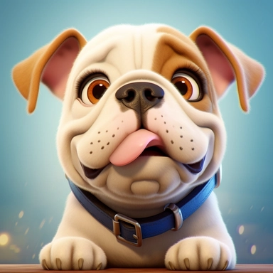 Bulldog puppy, Closeup Portrait, Clipart, Digital art, kawaii, disney style, Pixar, hyperdetailed, 1080p, Ultra-HD no background
