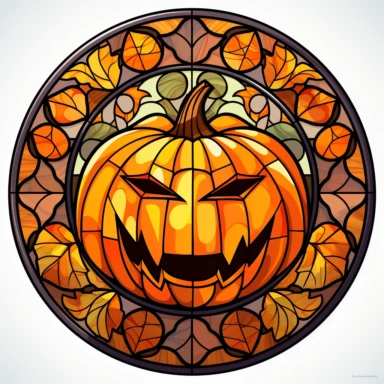 Stained Glass jack-o-lantern in the shape of a circle PNG Clipart