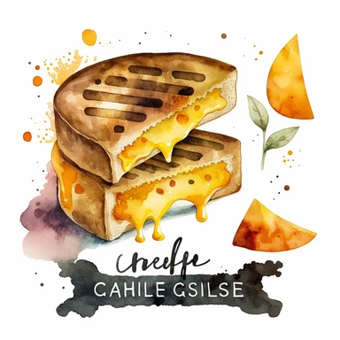 watercolor grilled cheese clipart with white background