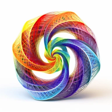 infinity fractal clipart, vibrant chakra colors, on white background