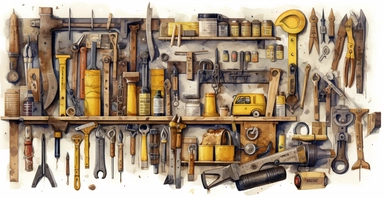 builder's tools, sharp strong details, watercolor clipart, I can't believe how beautiful this is