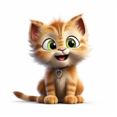 funny little kitten pixar style clipart on white background