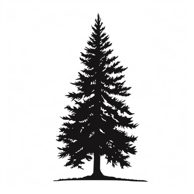 silhouette of fir tree clip art style black on plain white background clean bold lines