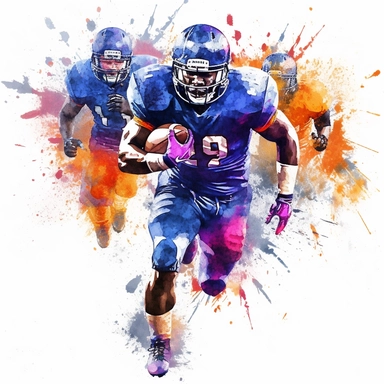 clipart, vector, american football players, graphic, lots of colors, splash
