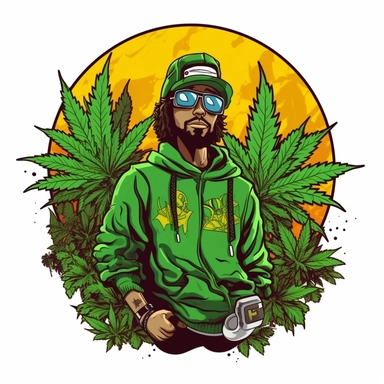 Cannabis hip - hop clipart, logo simple, vector, flat 2d, white background, vector style, graphic design, art, company registration, banksy colors