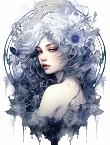 Ink outlines, Alcohol ink wash, goddess solarium, Timeless voyage, gothic style, breathtaking portrait, 12k, modern clarity, sticker art, clipart png, digital painting, WHITE BACKGROUND, ultra details,