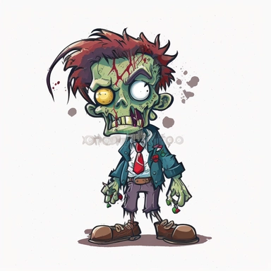 Halloween character , Zombie, clipart, anime, on white background