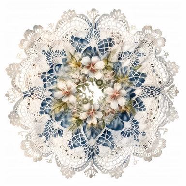 watercolor, hyper realistic, no background, have margins, 8k, ultra detailed clipart, no text, no logo, no trademark Victorian-style lace doilies, creamy white