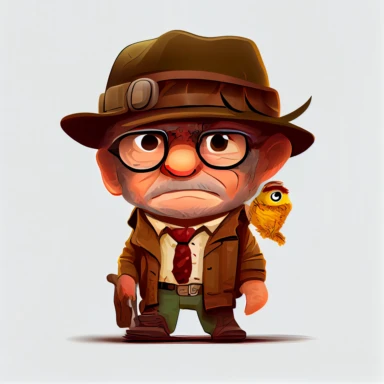 indiana jones, muppet style, clipart, white background
