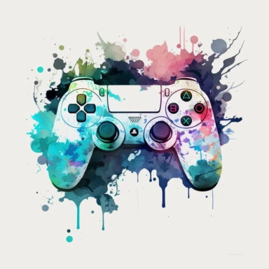 ps5 controller, watercolor, collection, vector, clipart, white background