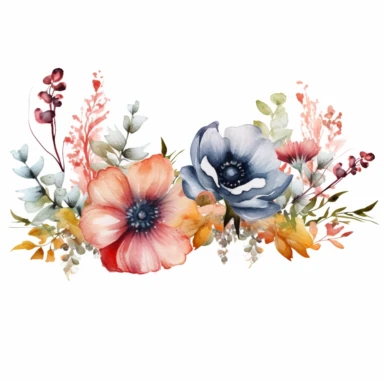 Watercolor Floral Border Clipart with Transparent Background Illustration Flowers Botanical Nature white background