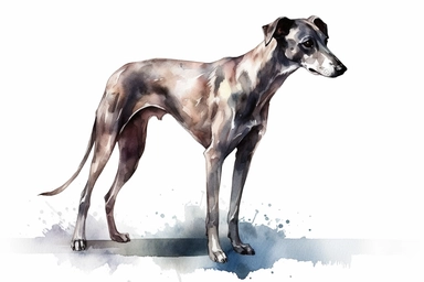 watercolor Vector hd clipart, greyhound dog on white background, spaced out