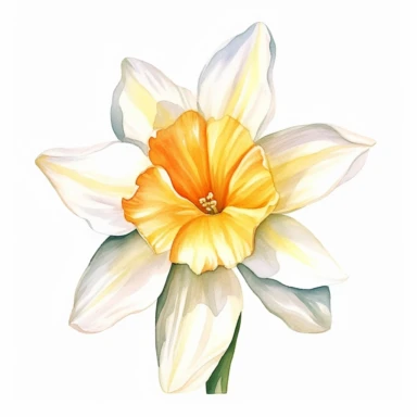 top view of a simple watercolor narcissus clipart design