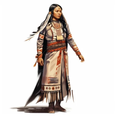 female Cherokee, full length, clipart, white background