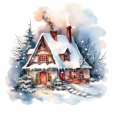 cute Christmas scene, Ornamental watercolor, clipart, I can't believe how beautiful this is