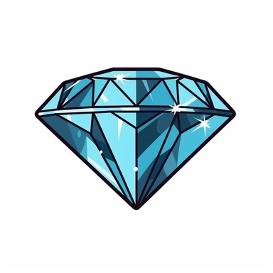 diamond clip art vector, simple, thick cartoon lines, white background, anime style