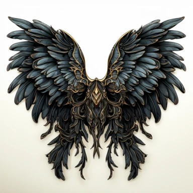 watercolor Clipart of black angel wings, white background, detailed, 8k, high resolution