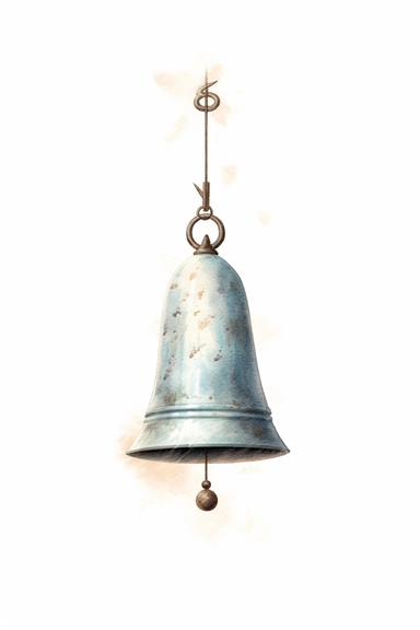 Clip art of ice Japanese Wind Bell, simple, white background, Beautiful margins, large margins, by Helen Beatrix Potter, easy to crop image, Natural light, 4k, HDR