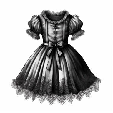 vintage gothic baby dress, victorian, dark fantasy, clipart, white background
