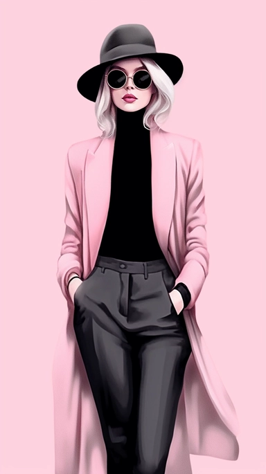 Faceless clipart, Boss girl clipart, Fashion illustration, woman clipart, Look Clipart, Fashion clipart, woman clipart, pink and black toned, royal, cartoon, painting