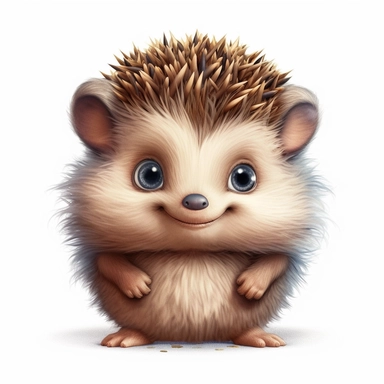 happy cute baby hedgehog, hand draw Illustration clipart, 4K, extremely detailed Sublimation Clipart,Cartoon,hyper realistic, intricate detail, illustration style,high solution,on the white background