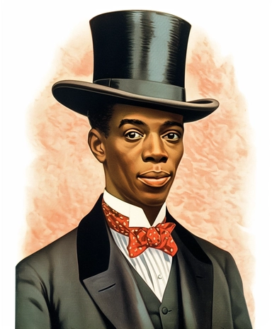 Vintage 1920 Portrait of a black Gentelman in a Bowler Hat Illustration , Chromolithograph, Die Cut, 1920s Illustration, Vintage, Chromolithograph, Colorful, Antique, Ephemera, Clipart, 8k, Isolated on white