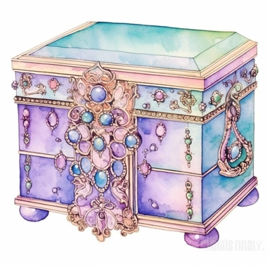 Watercolor detailed intricate jewellery box with glass panels for a princess in soft colors with diamonds clipart - Image #1 <@1098423716465102849> - Image #1 <@1098423716465102849> - <@1098423716465102849> (fast)