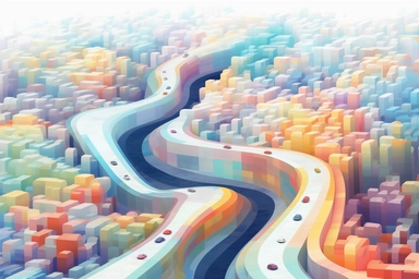 a close up of a infinite loop highway on a white background, james gilleard and james jean, escher, trending on artisation, connectedness, scutoid, mit technology review, by Sam Spratt, dan mcpharlin : : ornate, wormholes, tetris, monolithic, stylized stl, clipart icon, simple 4 colors from gray to metalic blue, vector-based, sharp border, plane color and very define, high quality, digital art, 8k resolution, masterpiece, congruent, amazing, incredible, awe-inspiring, mind-blowing, masterful, in