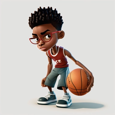 Basketball clipart. Sport graphics, boy Basketbal player characters, 8k polished, clear background 3d rendered by pixar