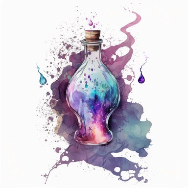Water color painting magical potion of fear clipart white background