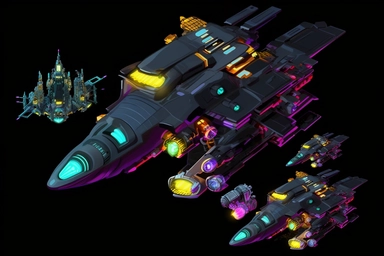 isometric game sprite, clipart, futuristic family spaceship concept, gaming asset, sci-fi, fun, creative, cartoon render, hyper-detailed, bright colors, black background, inspired by one random famous product designer, inspired by one random famous sci-fi movie, inspired by one famous architect, inspired by one random famous artist, inspired by one famous architect