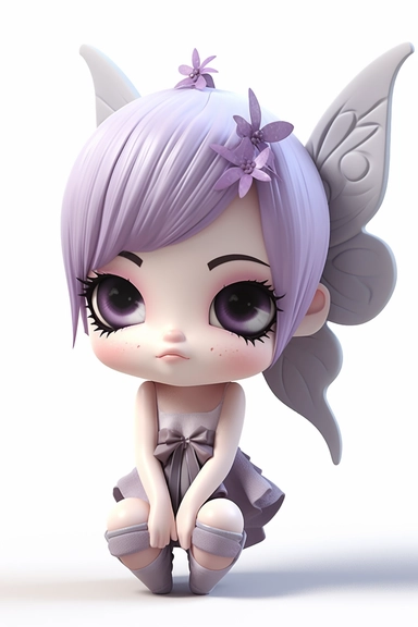 kawaii single emo fairy clipart, white background, constrained, digital-art, Natural light, CryEngine, Normal perspective, DSLR camera, Animated scene