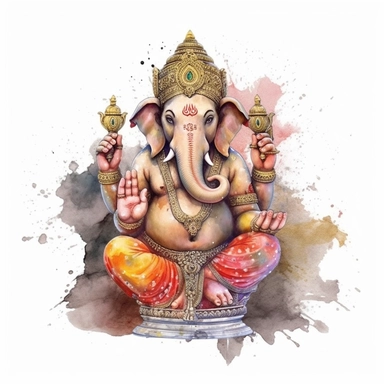 realistic watercolor ganesh clipart illustration