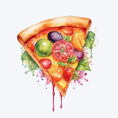 pizza slice decoration watercolor design clipart